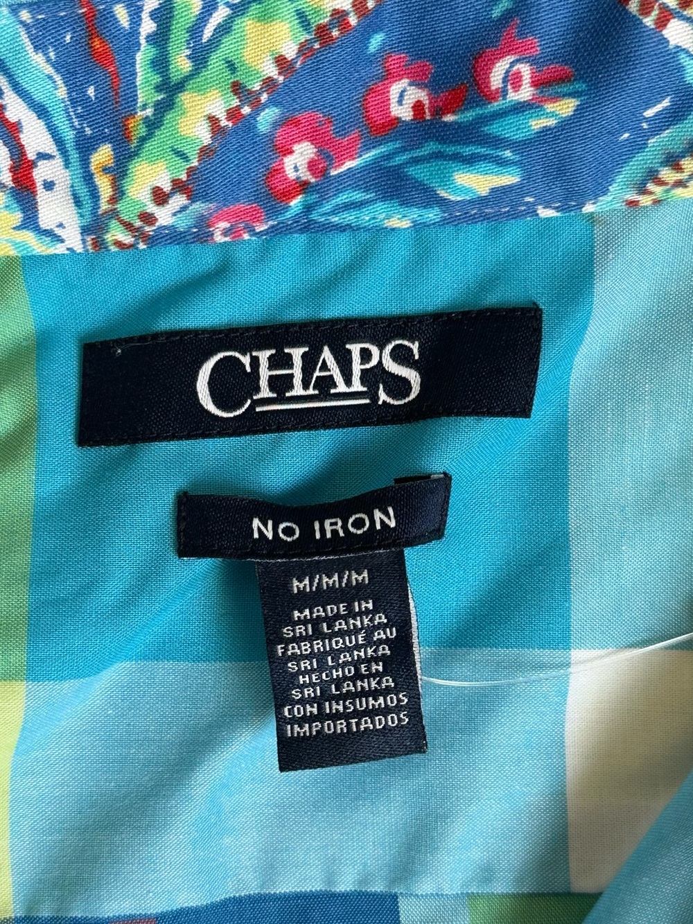 Chaps Blue Green Plaid Button-Down Shirt - Picture 3 of 7